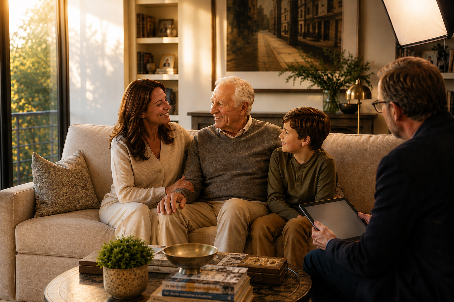 Three generations filmed in their home